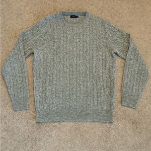 J. Crew Cable Knit 100% Lambs Wool Sweater Medium Gray